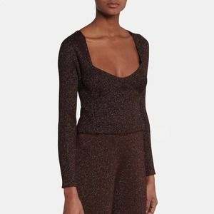 NEW‎ STAUD Cerró Metallic Sweater in Brown Size Large